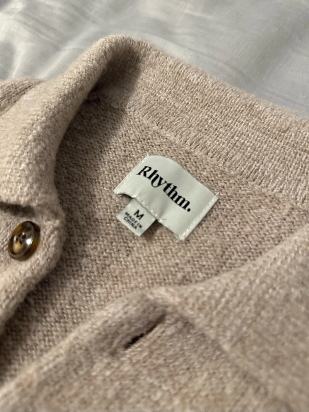 Mohair Button Up Knit Natural by Rhythm.